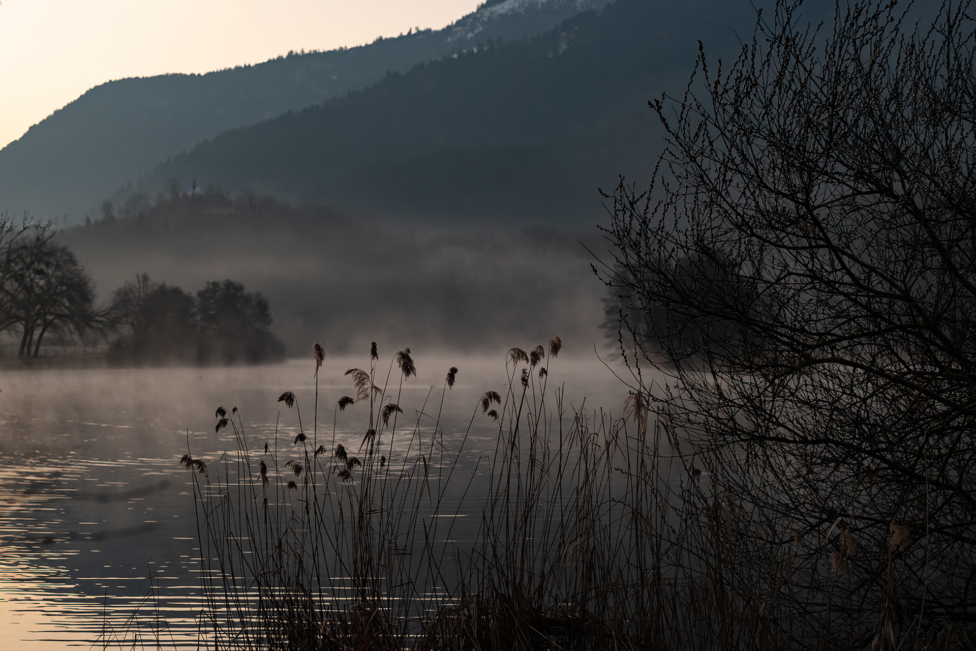 Brume matinale sur le lac